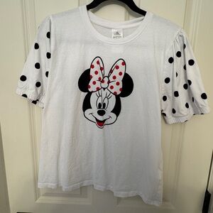 Disney White and Black Minnie Mouse Short Sleeve Tee
